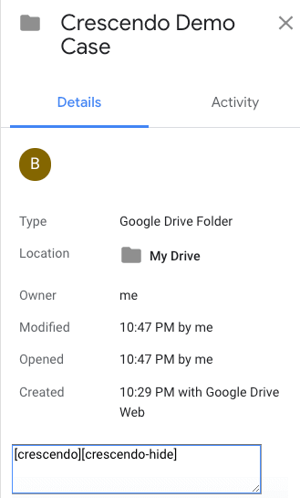 Editing folder description via Google Drive