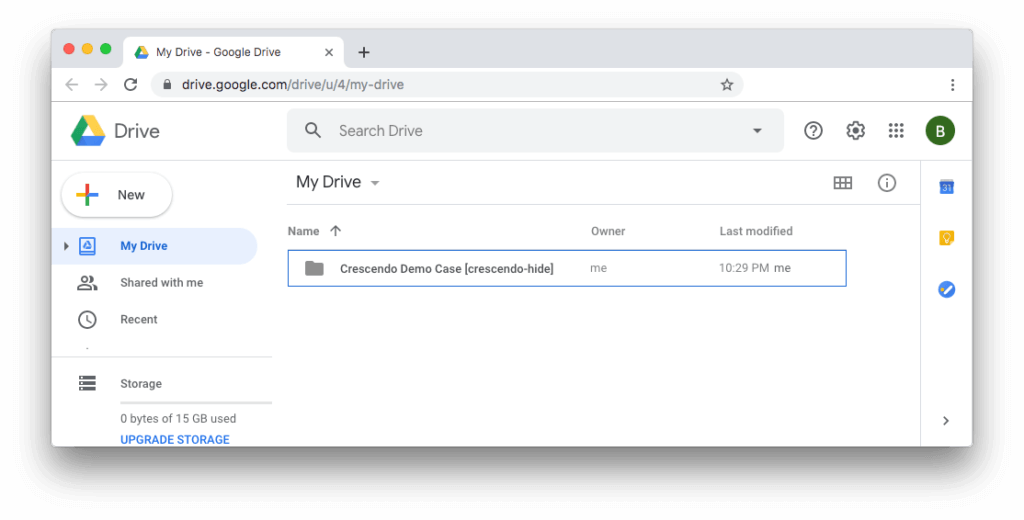 Add Crescendo-hide tag Crescendo hide tag being added via Google Drive user interface.